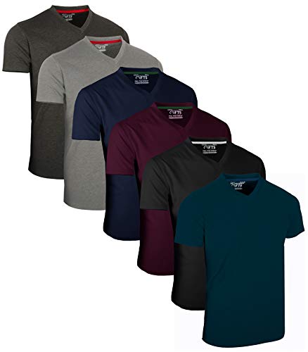 FULL TIME SPORTS® Tech 6 Pack FTS-639 mit V-Ausschnitt T-Shirts (Medium, Dunkel Sortiert) von FULL TIME SPORTS