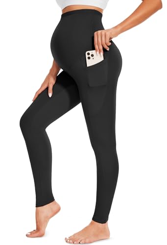 FULLSOFT Weiche Schwangerschafts-Workout-Leggings mit Taschen über dem Bauch, Schwangerschaft, Yogahose von FULLSOFT