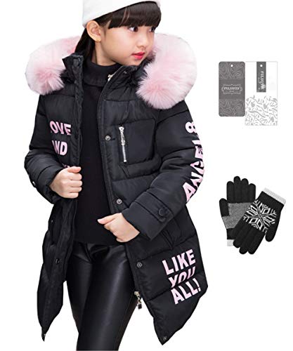 FULUOYIN Mädchen Winterjacke mit Fellkapuze Outerwear Oberbekleidung Verdichte Kinderjacke Wintermantel Mantel Parka von FULUOYIN