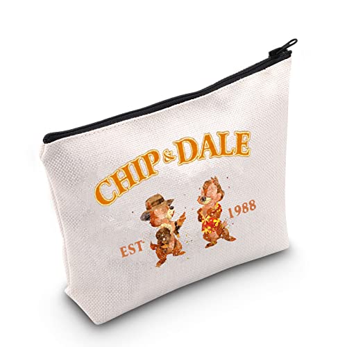 Cartoon Chip und Dale Kosmetiktasche für Fan, beste Freunde, Geschenk für Streifenhörnchen, gebrochenes weiß, CHIP and DALE UK, Harry's Girl Tasche UK von FUNYSO