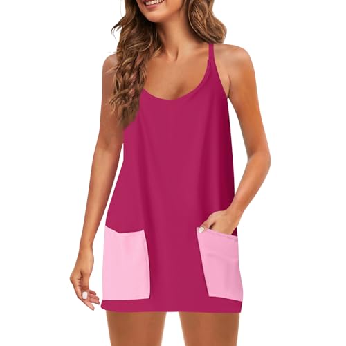 FUPODD Sommerkleid Damen Kurz Einfarbig Kleider Damen Locker Strandkleid mit Taschen Sommerkleider Damen Leicht Und Luftig Schick Tenniskleid Minikleid Casual Jerseykleid Damen Mit Shorts Sportliche FUPODD Sommerkleid Damen Kurz Einfarbig Kleider Damen Locker Strandkleid mit Taschen Sommerkleider Damen Leicht Und Luftig Schick Tenniskleid Minikleid Casual Jerseykleid Damen Mit Shorts Sportliche von FUPODD