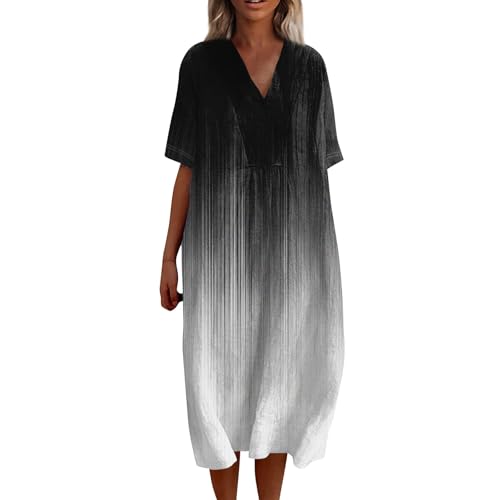 FUPODD Sommerkleider Damen Leicht Und Luftig Tunika Kleid Summer Dress for Women Locker Sommerkleid Einfarbig Strandkleid Halbarm Freizeitkleider Damen Sommer Leinenkleider Oversize Blusenkleid FUPODD Sommerkleider Damen Leicht Und Luftig Tunika Kleid Summer Dress for Women Locker Sommerkleid Einfarbig Strandkleid Halbarm Freizeitkleider Damen Sommer Leinenkleider Oversize Blusenkleid von FUPODD