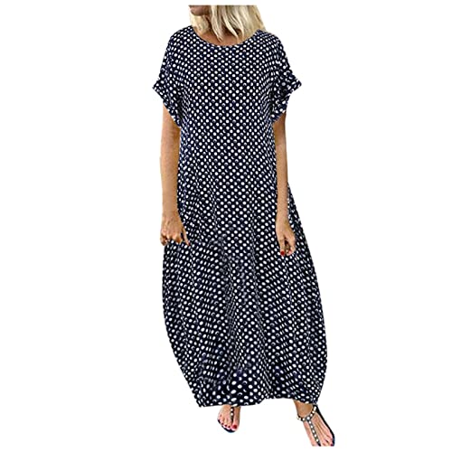Kleider Damen Lang Sommer Elegant Punkte Ballonkleid Mit Ärmeln Sommerkleider Damen Leicht Luftig Blusenkleid Maxi Kurzarm Sommerkleid Rundhals Strandkleid Frauen Casual Maxikleider Locker Kleider Damen Lang Sommer Elegant Punkte Ballonkleid Mit Ärmeln Sommerkleider Damen Leicht Luftig Blusenkleid Maxi Kurzarm Sommerkleid Rundhals Strandkleid Frauen Casual Maxikleider Locker von FUPODD