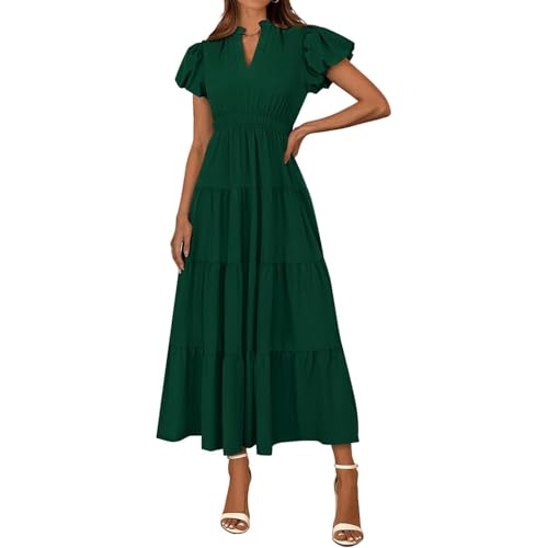Maxikleid Damen Sommer Elegant A Linie Sommerkleid Damen Lang Rüschen Italienische Kleider V Ausschnitt Sommerkleider Leicht Luftig Strandkleid Maxi Puffärmel Kleid Frauen Tailliert Empire Maxikleid Damen Sommer Elegant A Linie Sommerkleid Damen Lang Rüschen Italienische Kleider V Ausschnitt Sommerkleider Leicht Luftig Strandkleid Maxi Puffärmel Kleid Frauen Tailliert Empire von FUPODD