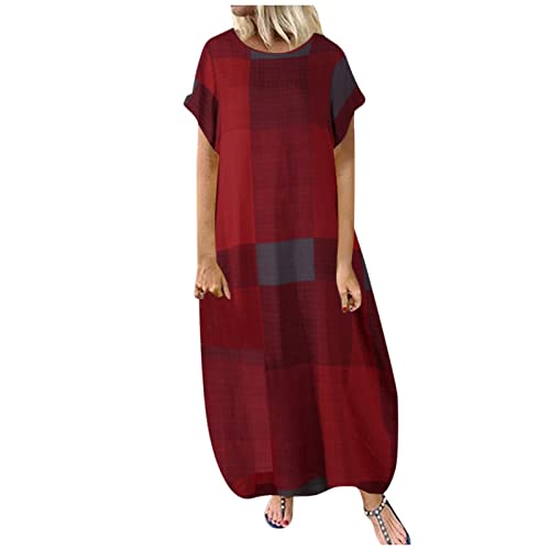 Maxikleid Damen Sommer Locker Sommerkleider Leicht Und Luftig Sommerkleid Lang A Linien Elegant Strandkleid Tunika Kleid Kurzarm Ballonkleid Maxi Kleider Frauen Große Größen Blusenkleid Retro Maxikleid Damen Sommer Locker Sommerkleider Leicht Und Luftig Sommerkleid Lang A Linien Elegant Strandkleid Tunika Kleid Kurzarm Ballonkleid Maxi Kleider Frauen Große Größen Blusenkleid Retro von FUPODD