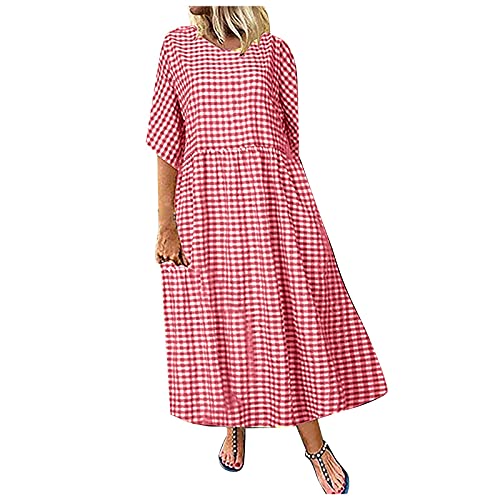Tunika Kleid Damen Sommer Maxikleid Locker Elegant Sommerkleid Damen Lang A Linie Sommerkleider Frauen Leicht Und Luftig Strandkleid Große Größen Maxi Kleider Kariert Blusenkleid Mit Ärmeln Tunika Kleid Damen Sommer Maxikleid Locker Elegant Sommerkleid Damen Lang A Linie Sommerkleider Frauen Leicht Und Luftig Strandkleid Große Größen Maxi Kleider Kariert Blusenkleid Mit Ärmeln von FUPODD