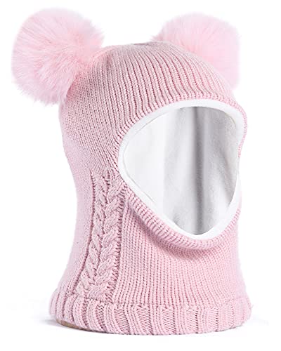 FURTALK Kleinkind Baby SchalMütze warm gefüttert Kinder Strickmütze Pom Pom Wintermütze für Jungen und Mädchen von FURTALK