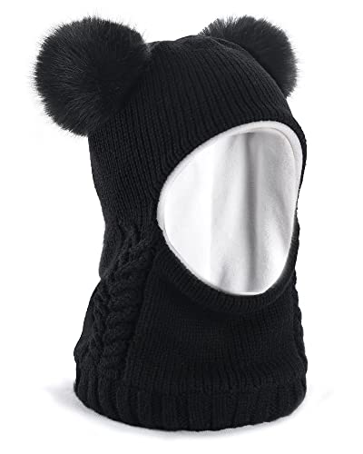 FURTALK Kleinkind Baby SchalMütze warm gefüttert Kinder Strickmütze Pom Pom Wintermütze für Jungen und Mädchen von FURTALK