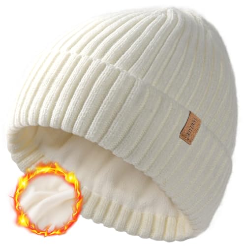 FURTALK Unisex Winter Beanie Grobstrick Mütze mit weiches Fleecefutter Warm Wintermütze für Herren und Damen von FURTALK