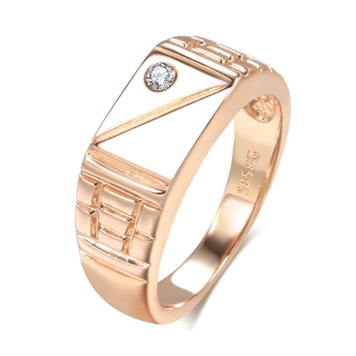 FUSHENGTER Ring Herren Ringe Männer Fingerring Damen Biker Ring Ehering Modischer, glänzender Herren-Ring, einfacher quadratischer natürlicher Zirkon-Ring für Damen, 7 weiß von FUSHENGTER