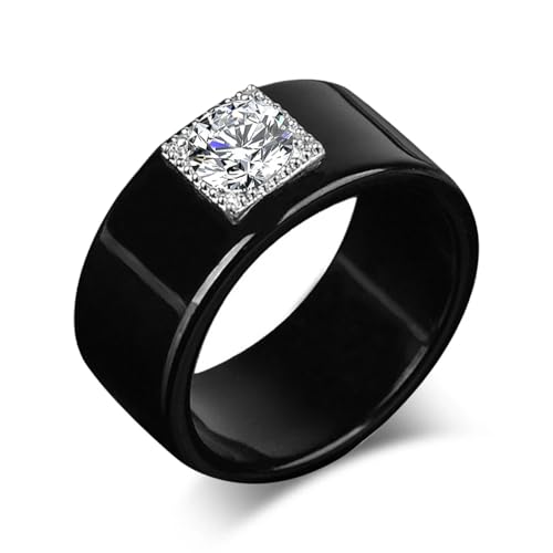 FUSHENGTER Ring Herren Ringe Männer Fingerring Damen Biker Ring Ehering Vintage Eheringe für Frauen Punk Rock Zirkon Schwarz Herren Ring 6 schwarz von FUSHENGTER