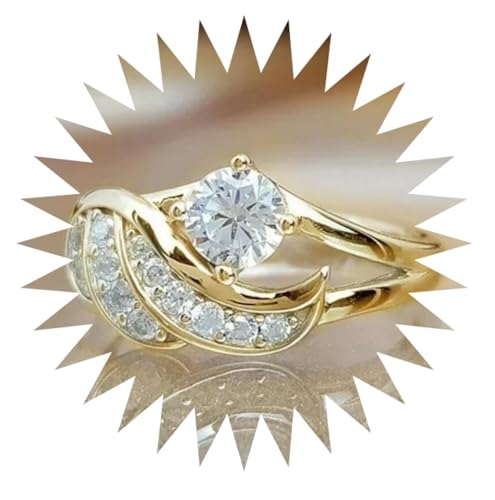 FUSHENGTER Ringe Damen Ring Für Damen Frauen Finger Herren Geschenk Ring Für Damen 10 Goldfarbe von FUSHENGTER
