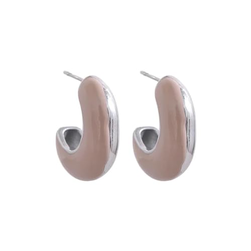 Ohrringe Damen Ohrstecker Earrings 925 Geometrische Ohrringe Mit Mehrfarbiger Emaille, Wasserfest, Für Damen, Yh1868Ap-Khaki von FUSHENGTER