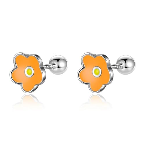 Ohrringe Damen Ohrstecker Frauen Geschenk Ohrstecker Farbe Glasur Blume Ohrstecker Tochter Mädchen Orange von FUSHENGTER