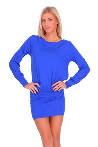 FUTURO FASHION® - Damen Minikleid mit U-Ausschnitt - langärmlig & elegant - 8998 - Royalblau - 42 (XL) von FUTURO FASHION