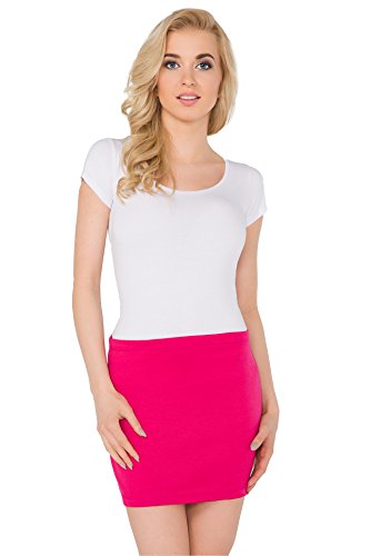 Futuro Fashion Damen Bleistift-Mini-Rock Dehnbar Sommer Gummizug Figurbetont Plus Größen 8–22 PA11 Gr. 50, rose von FUTURO FASHION