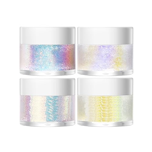 FUWIND 4 Stück Highlight-Gel-Lidschatten-Puder, Gesichts- und Körperfarbpulver, Kosmetik von FUWIND