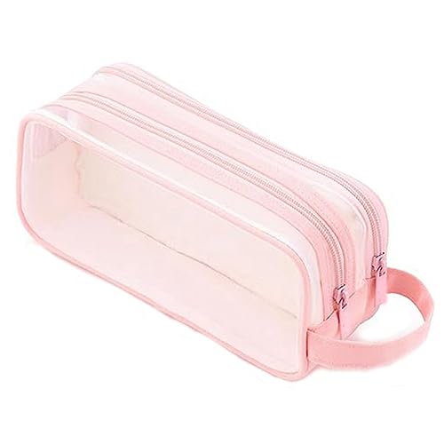 FUWIND Gitternetz-FedermäPpchen mit 2 FäChern, Stifttasche, Durchsichtiges FedermäPpchen, Transparente Make-Up-Tasche für Teenager, Studenten, College - Rosa von FUWIND