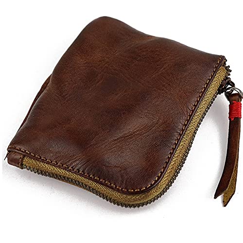 FUWIND Leder Münze Gelbörse, für Frauen & Männer Vintage Handgefertigte Brieftasche, Mini Karten Halter Tasche, Reißverschluss Geldbörsen von FUWIND