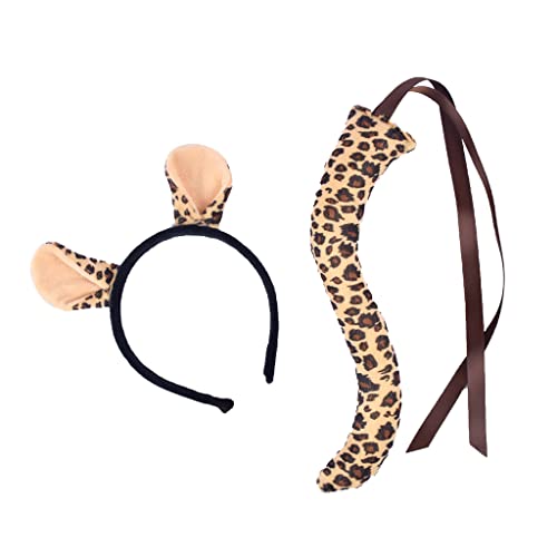 FUZYXIH Lustiges Tierkostüm-Set, Tiger, Leopard, Giraffe, Ohren, Stirnband, Schwanz, Set, Fasching, Halloween, Cosplay, Kostüm, Halloween, Tierohren, Stirnband und Schwanz, Cosplay-Requisiten von FUZYXIH