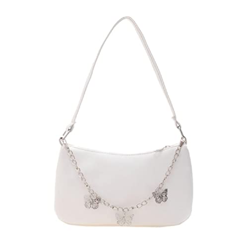 Für Schmetterling Kette Umhängetasche Für Frauen Mädchen All-matching Handtasche Nette Solide Unterarm Taschen PU Hobo Taschen Dating Mode Unterarmtasche Für Frauen Schmetterling Kette Umhängetasche von FUZYXIH