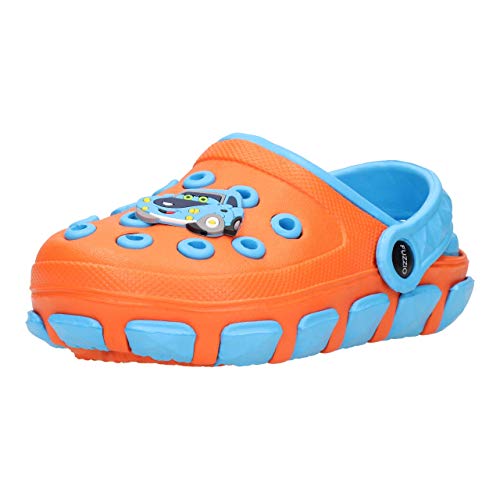 FUZZIO Kinder Sesulki Eva Clogs Latschen Orange Blau 28/29 von FUZZIO