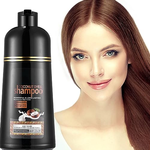 Fvquhvo Instant-Shampoo für braunes Haar – Haarfärbe-Shampoo mit Kokosnuss für Frauen und Männer, Braunes Haarfärbe-Shampoo, 500 ml Fvquhvo Instant-Shampoo für braunes Haar – Haarfärbe-Shampoo mit Kokosnuss für Frauen und Männer, Braunes Haarfärbe-Shampoo, 500 ml von FVQUHVO