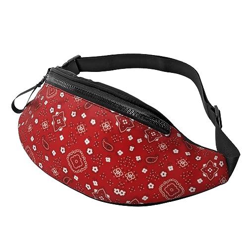 Bandana Prints Rote Gürteltasche, verstellbare Hüfttasche, Umhängetasche, Reise-Gürteltasche für Damen und Herren von FWJZDSP