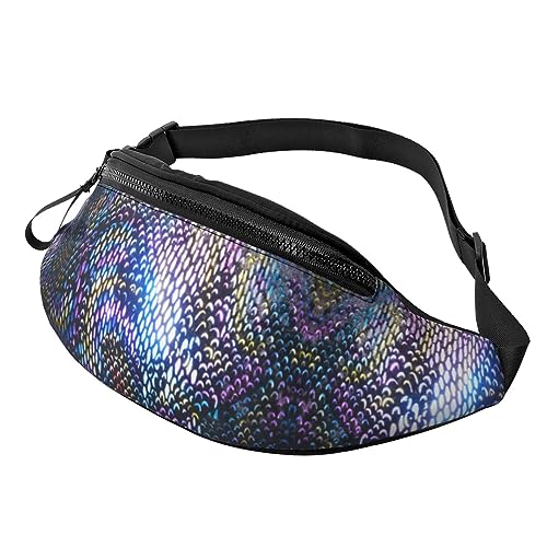 Bauchtasche mit Regenbogen-Drachen-Fischschuppen, verstellbare Hüfttasche, Umhängetasche, Reise-Gürteltasche für Damen und Herren von FWJZDSP