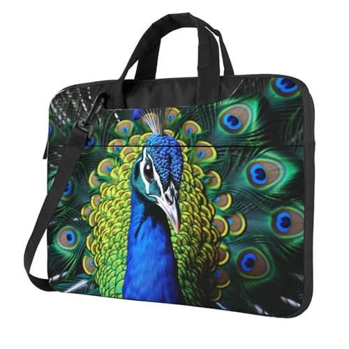 FWJZDSP Laptop-Umhängetasche, 13 15,6 Zoll, Laptoptasche, Blauer Pfau, Computertasche, Messenger Bag für Männer und Frauen von FWJZDSP