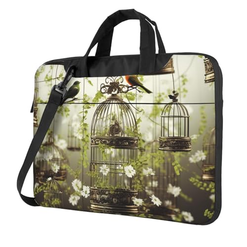 FWJZDSP Laptop-Umhängetasche 13 15,6 Zoll Laptoptasche Vogelkäfige und Vögel Computertasche Messenger Bag für Männer Frauen von FWJZDSP