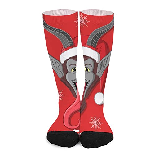 FWJZDSP Merry Krampus Herren-Strumpf, cool, bunt, ausgefallen, lustig, lässig, gekämmte Baumwolle, Farbblock-Strumpf von FWJZDSP