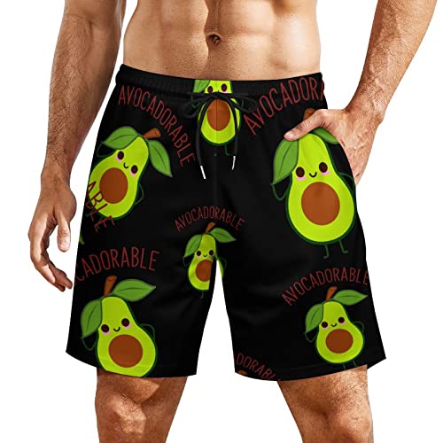 FWJZDSP Niedliche Avocado-Badehose für Herren, Strand-Boardshorts, schnell trocknende Badeanzüge mit Innenfutter von FWJZDSP