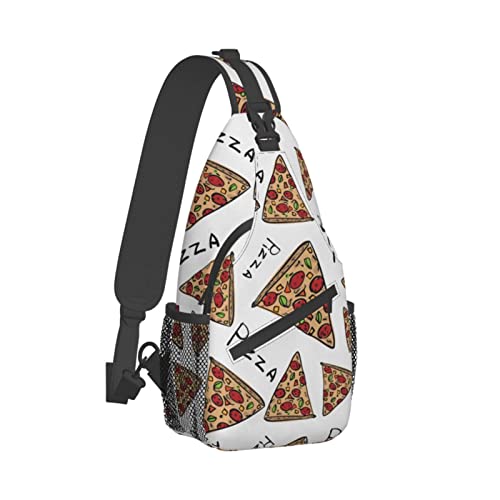 FWJZDSP Pizza-Muster, Trendiger, lässiger Tagesrucksack, vielseitiger Umhängetasche, Umhängetasche, modische Brusttasche von FWJZDSP