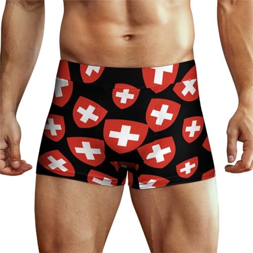 FWJZDSP Wappen der Schweiz. Herren-Boxershorts, Stretch-Bund, atmungsaktive Unterwäsche, weiche Unterhose von FWJZDSP