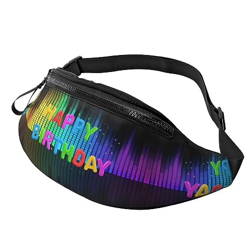 Fanny-Pack-Gürteltasche mit Happy Birthday-Ballonmuster, modische Hüfttasche, Hände frei, für Damen und Herren, zum Wandern, Laufen, Reisen von FWJZDSP