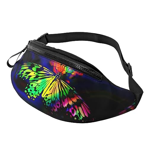 Fanny Pack Gürteltasche mit Regenbogen-Schmetterlingsmotiv, modische Hüfttasche, freihändig, für Damen und Herren, zum Wandern, Laufen, Reisen von FWJZDSP