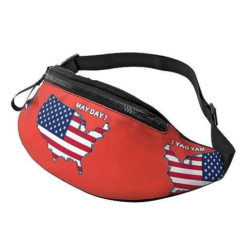 Fanny Pack Gürteltasche mit USA-Flagge, May Day, modische Hüfttasche, freihändig, für Damen und Herren, zum Wandern, Laufen, Reisen von FWJZDSP