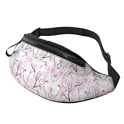 Fanny Pack mit Kirschblüten-Motiv, verstellbare Hüfttasche zum Wandern, Laufen, Radfahren, für Männer und Frauen von FWJZDSP