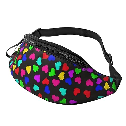 Fanny Pack mit Regenbogenherzen, verstellbare Hüfttasche, Umhängetasche, Reise-Gürteltasche für Damen und Herren von FWJZDSP