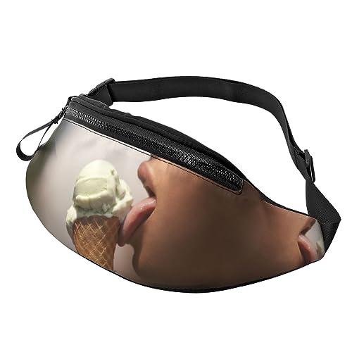 Fanny Packs Frau Licking Ice Cream Hüfttasche Hüfttasche für Laufen, Wandern und Reisen, Damen und Herren von FWJZDSP