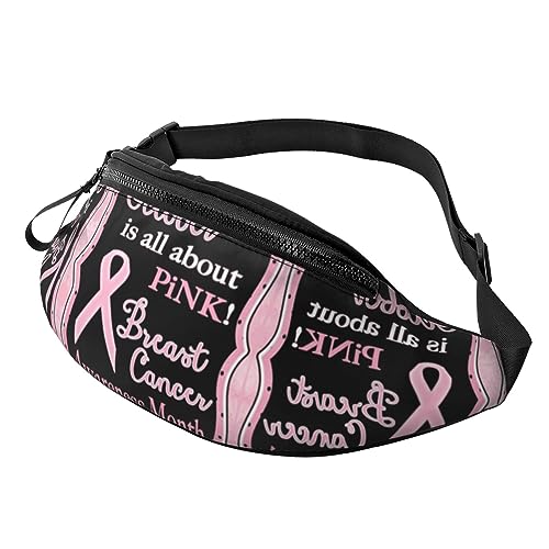 Fanny Packs Pink Ribbon – Brustkrebs-Bewusstseins-Hüfttasche, Hüfttasche für Laufen, Wandern und Reisen, Damen und Herren von FWJZDSP