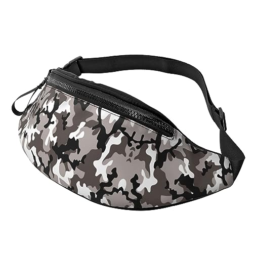 Fanny Packs Schwarz Grau Weiß Camo Hüfttasche Hüfttasche für Laufen, Wandern und Reisen, Damen und Herren von FWJZDSP