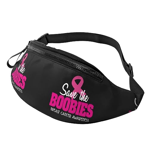 Save The Boobies Brustkrebs-Bewusstseins-Fanny-Pack-Gürteltasche, modische Hüfttasche, Hände frei, für Damen und Herren, zum Wandern, Laufen, Reisen von FWJZDSP