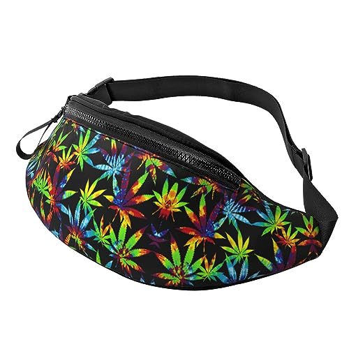 Tie Dye Weed Fanny Pack Verstellbare Taillentasche zum Wandern Laufen Radfahren Männer Frauen von FWJZDSP