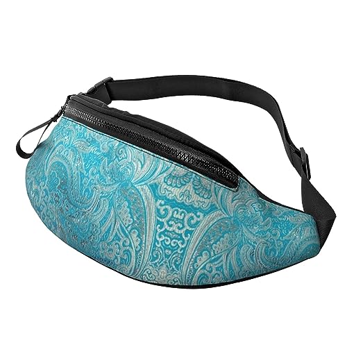 Türkise Paisley-Fanny-Packung, verstellbare Taillentasche, Umhängetasche, Reise-Fanny-Pack für Damen und Herren von FWJZDSP