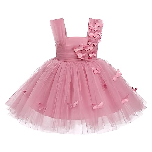 Baby M?dchen Prinzessin Kleid Blumenm?dchenkleid Taufkleid Kleinkinder Schmetterling Festlich Festkleid Hochzeit 1. Geburtstag Partykleid Festzug T?llkleid Formal Abendkleid Dunkelrosa 3-4 Jahre von FYMNSI