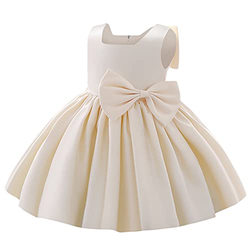 Baby M?dchen Taufkleid Satinkleid Abendkleid Prinzessin Geburtstag Partykleid Bowknot ?rmellos A-Linie Festliches Festkleid Ballkleid Kinder Hochzeit Brautjungfer Kleider Champagner 6-7 Jahre von FYMNSI