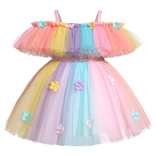 Baby Mädchen 1 Geburtstag Partykleid Taufkleid Schmetterling Tüll Tüll A-Linie Prinzessin Schulterfrei Festliches Festkleid Kinder Blumenmädchen Hochziet Brautjungfer Abendkleider Bunt 2-3 Jahre von FYMNSI