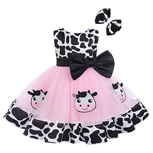 Baby M?dchen Taufkleid 1. Geburtstag Partykleid Kleinkinder Sommerkleid R?cken V-Ausschnitt Schleife T?llkleid Pailletten ?rmellos Prinzessin Abendkleid Festliches Festkleid Rosa Milchkuh 12-18 Monate von FYMNSI